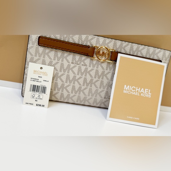 Michael Kors Jet Set Reed Large Bifold Wallet MK Vanilla/Brown - Picture 10 of 11